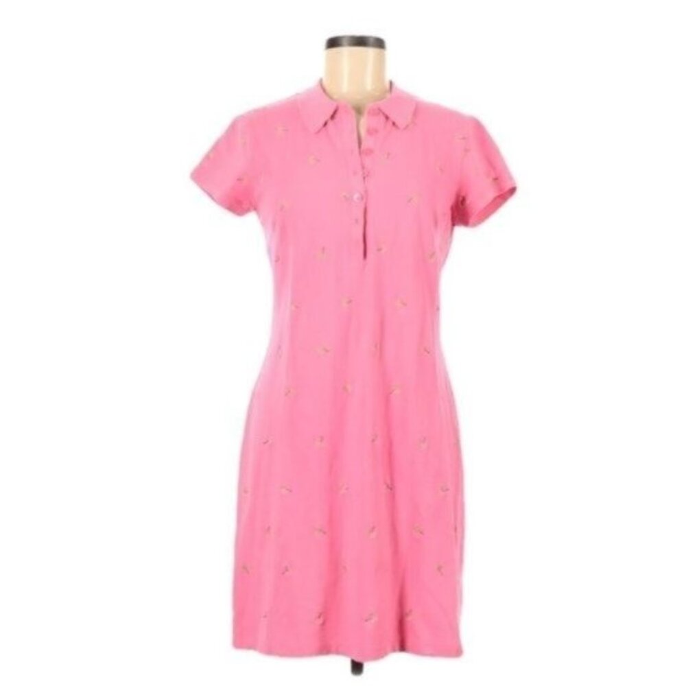 Talbots Pink‎ Embroidered Palms Polo Dress S
